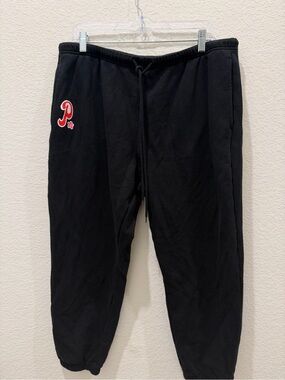 Parade Mens XL Black Cotton Jogger Sweatpants Red Flower Logo Drawstring Pockets